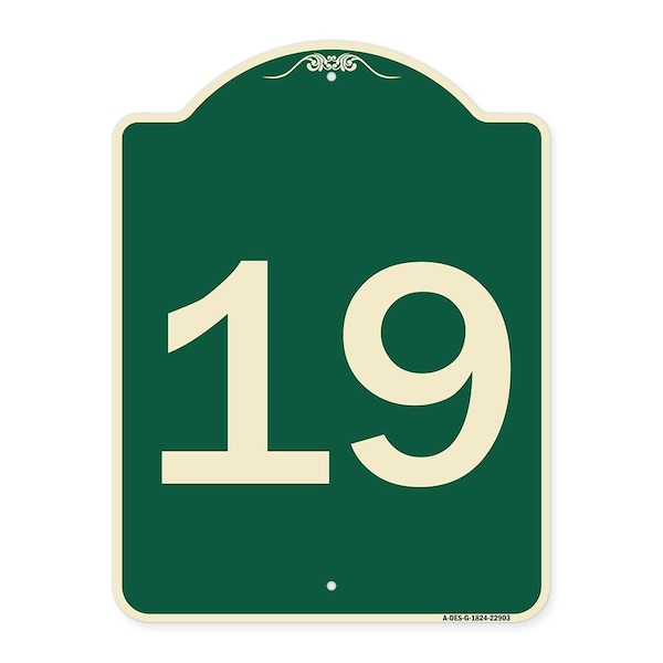 Signmission Sign with Number 19 Heavy-Gauge Aluminum Architectural Sign, 24" x 18", G-1824-22903 A-DES-G-1824-22903 - main
